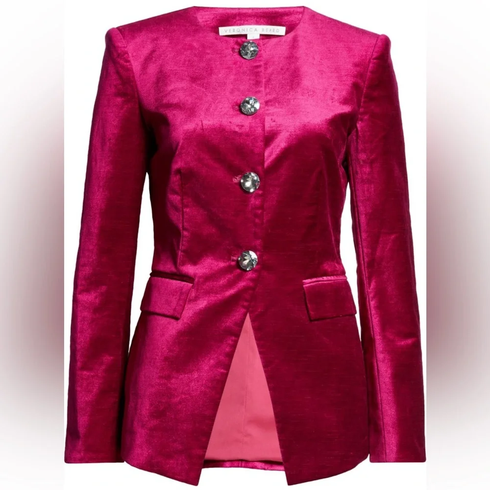 NEW Veronica Beard Cencia Cotton Blend Jacket in Fuchsia - Picture 6 of 11